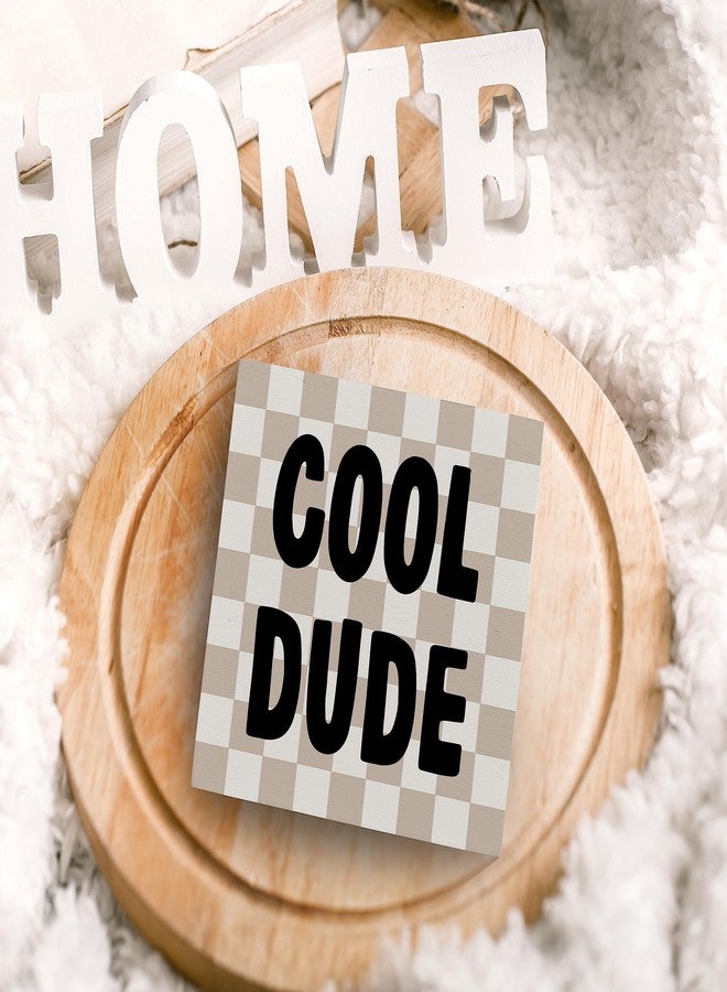 SRADMO Cool Dude Wood Box Sign Desk Decor,Boho Beige Preppy Wooden Block Box Sign Decoration for Teen Boys Bedroom College Dorm Gamer Room Wall Shelf Table Decor - Image 4